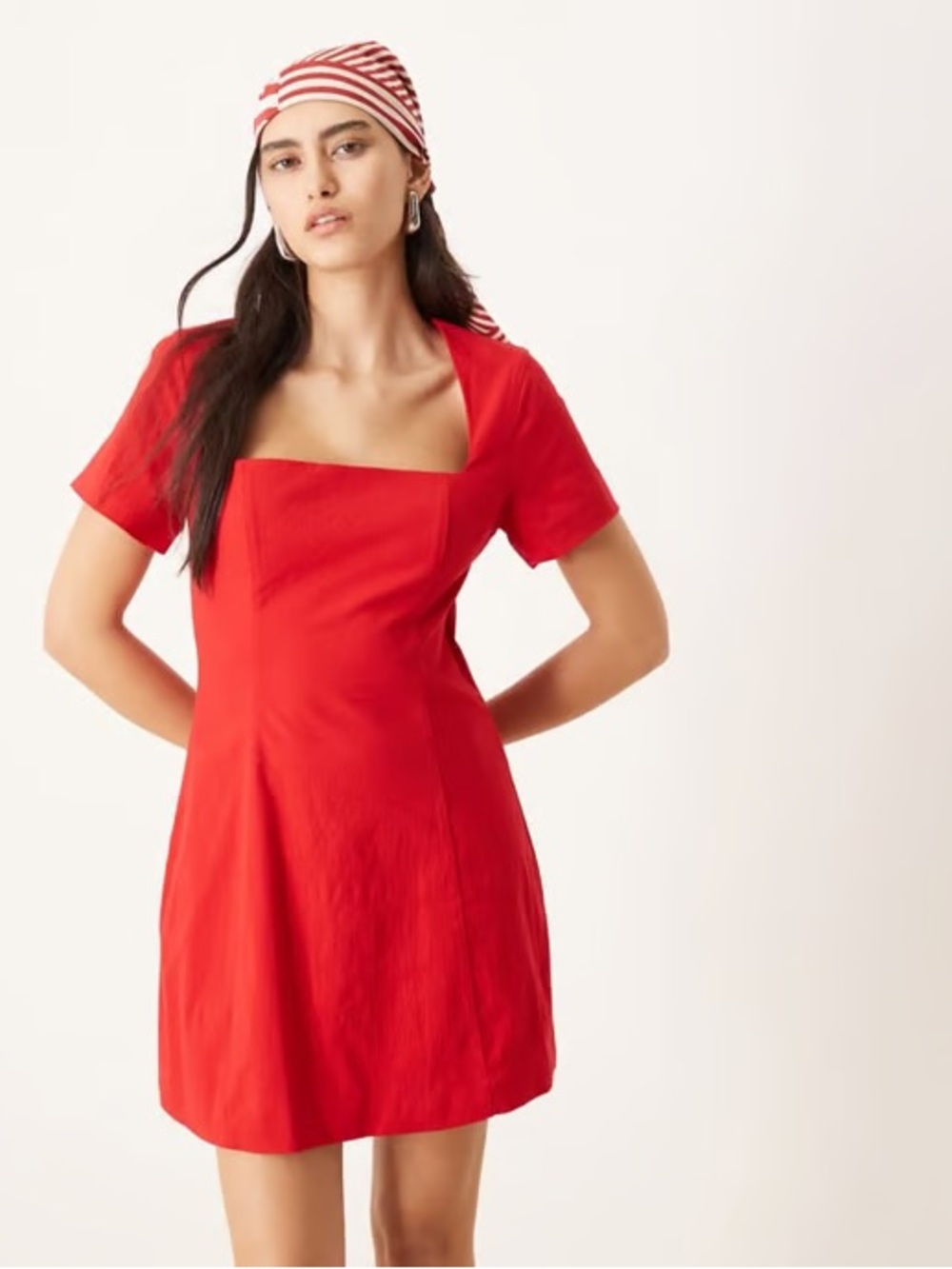 Abercrombie & Fitch Red Square-Neck Mini Dress
